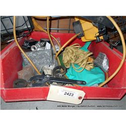 POLY TUB: WORK LIGHT, GAS GAUGES, MIXED WAREHOUSE HARDWARE