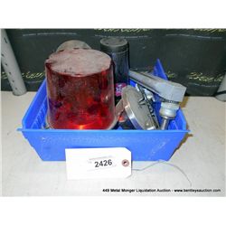 BIN: MISCELLANEOUS HARDWARE-EMERGENCY LIGHT AND TEMPERATURE GAUGES