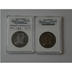 An ANACS certified Capped Bust Half Dollar twosome