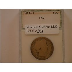 50C 1892-S PCI Fair- 2