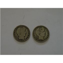 A pair of key date Barber Half Dollars