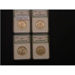 A high grade Walking Liberty Half Dollar quartet