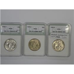 Three Numistrust certified Gem Walking Liberty Half Dollars