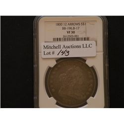 $1. Silver. 1800, 12 Arrows. BB- 196,B- 17