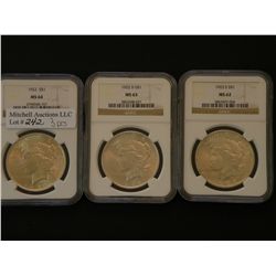 A higher grade Peace Dollar trio