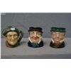 Image 1 : Three small Royal Doulton character jugs including Mr. Pickwick , Auld Mac Bang Went Saxpence, and C