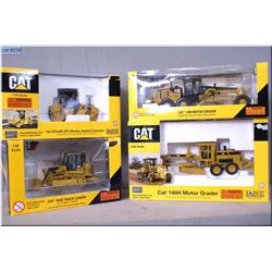 Selection of die cast caterpillars including 140H grader, a 14M grader, a 963D Loader, and a 534D Vi