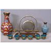 Image 1 : A selection of Asian collectibles including cloisonn‚ and a table sized gong etc.
