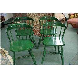 Four captain's chairs with green iced stain