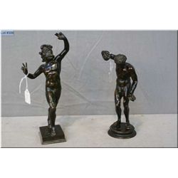 Two small cast bronze figures of Olympians approximately 9" in height