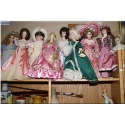 Eight porcelain collectors dolls including Franklin Mint Marie Antoinette, Gibson girls etc.