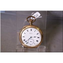 Waltham size 14, 15 jewel watch in gold filled case, running at time of cataloguing