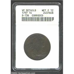 1797 1C Reverse of 1797, Stems--Corroded--ANACS. VF Details, Net Fine 12. S-136, Low R.3. Mottled me