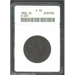 1802 1C Fine 15 ANACS. S-231, R.1. One of two Stemless Wreath varieties, and attributable by the len