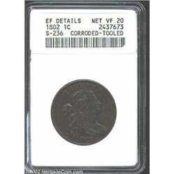 1802 1C--Corroded, Tooled--ANACS. XF Details, Net VF20. S-236, R.1. Sharp definition on Liberty's ha