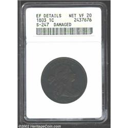 1803 1C Small Date, Small Fraction--Damaged--ANACS. XF Details, Net VF20. S-247, R.3. Both sides are