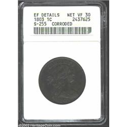1803 1C Small Date, Small Fraction--Corroded--ANACS. XF Details, Net VF30. S-255, R.1. Very sharply.