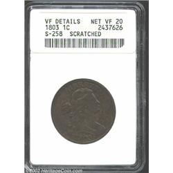 1803 1C Small Date, Large Fraction--Scratched--ANACS. VF Details, Net VF20. S-258, R.1. Unfortunatel