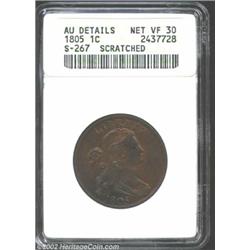1805 1C--Scratched--ANACS. AU Details, Net VF30. S-267, R.1. The warm reddish-brown surfaces are unf