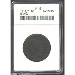 1811/0 1C Fine 12 ANACS. S-286, R.3. The underdigit is abundantly clear on this lower graded example
