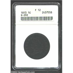 1813 1C Fine 12 ANACS. S-292, R.2. A dark purple representative that has faintly granular but relati