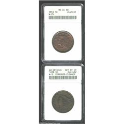 1818 1C--Corroded, Cleaned--ANACS, AU Details, Net XF40, N-9, Low R.3, ANACS has misattributed the c