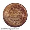 Image 2 : 1855 1C Upright 5s MS64 Red PCGS. Original mint red color covers both sides of this lovely near-Gem.