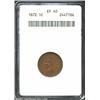 Image 1 : 1872 1C XF40 ANACS. Deep tan-green patina. A problem-free Cent that has faint outlines of a few diam