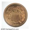 Image 1 : 1868 2C PR66 Red NGC. The fields are deeply mirrored on each side and the color a bright orange-red.