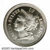 Image 1 : 1867 3CN PR66 Cameo NGC. A conditionally rare offering, both sides are devoid of even the lightest t