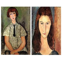 2 Modigliani Art Prints Young Girl, Jeanne Hebuterne