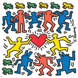 Keith Haring Dancing Around Heart Art Print