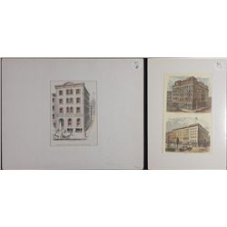 2 Antique Prints Chicago Buildings Mutual Ins Sherman H