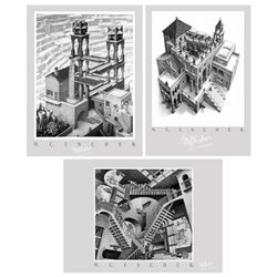 3) M.C. Escher Art Prints- Waterfall Relativity