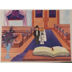 Production Cel Orig Bride And Groom Married Background