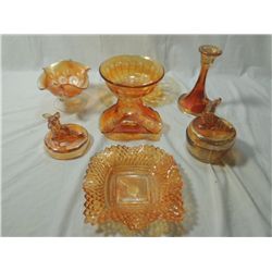 LOT 7 CARNIVAL GLASS PIECES