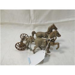 VINTAGE CAST IRON HORSES HITCHED