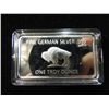 Image 1 : GERMAN SILVER 1 TROY OUNCE BISON BAR