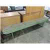 Image 2 : LONG PRIMATIVE GREEN WOODEN BENCH