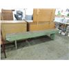 Image 5 : LONG PRIMATIVE GREEN WOODEN BENCH