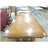 Image 1 : ANTIQUE OAK INLAID QTR SAW DINING TABLE LEAVES