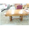 Image 6 : ANTIQUE OAK INLAID QTR SAW DINING TABLE LEAVES