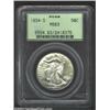Image 1 : 1934-S 50C MS63 PCGS. This is a exceptionally sharp '34-S Half with nearly full definition over the.