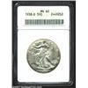 Image 1 : 1938-D 50C MS62 ANACS. A sharply struck and lustrous Walker with light gold patina and a clean rever