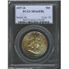 Image 1 : 1957-D 50C MS66 Full Bell Lines PCGS. The base color on both sides is a medium gray shade, over whic