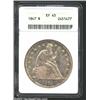 Image 1 : 1847 S$1 XF45 ANACS. Some of the original finish is still seen shining through golden-gray patina. T