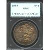 Image 1 : 1883 S$1 MS63 PCGS. Rich aqua, rose-violet, and gold patina. The 83 in the date is lightly repunched
