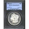 Image 1 : 1883-CC S$1 MS66 Deep Mirror Prooflike PCGS. The front of the PCGS holder has a scratch that should.