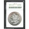 Image 1 : 1891-CC S$1 MS62 ANACS. Not fully struck in the centers, but with good luster and attractive apricot