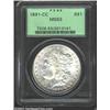 Image 1 : 1891-CC S$1 MS63 PCGS. Highly lustrous with somewhat of a weak strike in the centers and showing jus